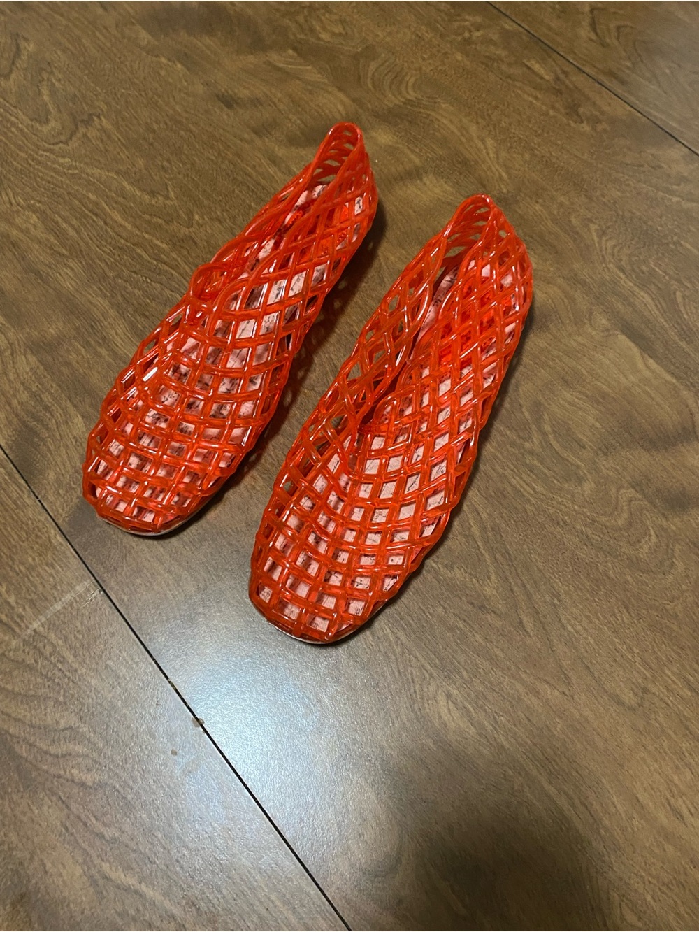 Women's Orange Woven Jelly Flats